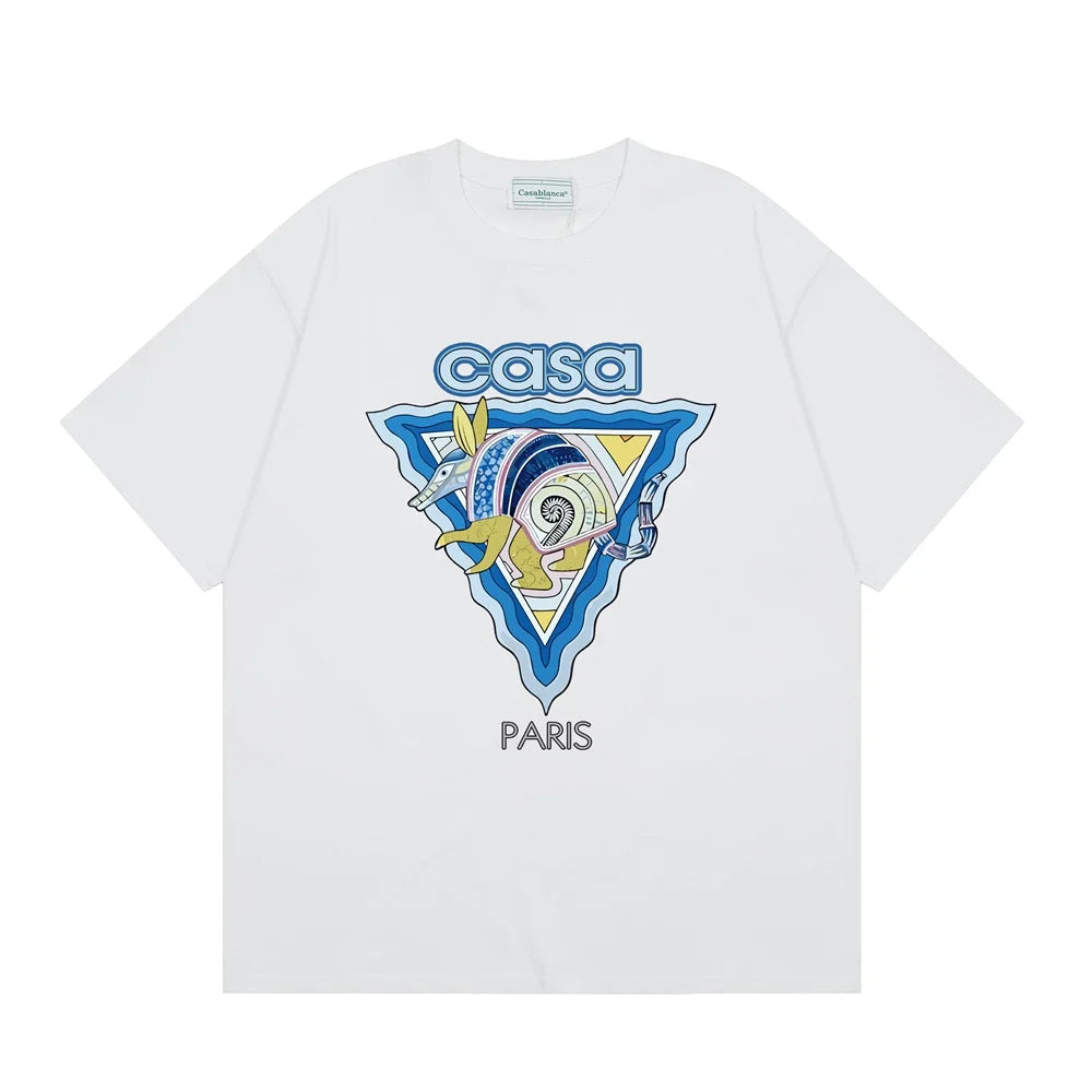 Casablanca Paris Wave & Crocodile Graphic T-Shirt - White
