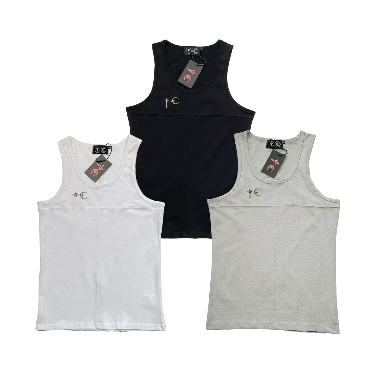 Thug Club Metal TC Logo U-neck Tank Top, Y2K Gothic Sleeveless Vest